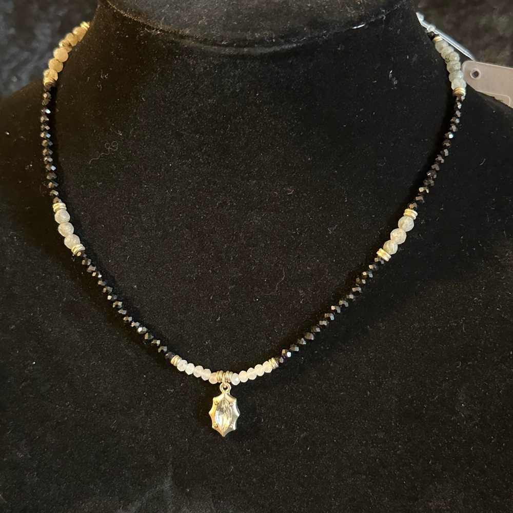 NWT Anne Marie Black and Cream Beaded Necklace
